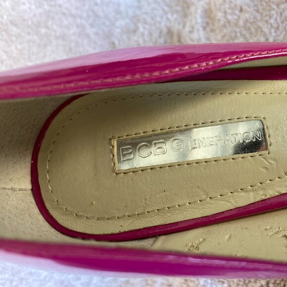 BCBG Generation Hot Pink Patent Leather Pointed Toe Heels (Size 8M / 38) - Picture 2 of 7